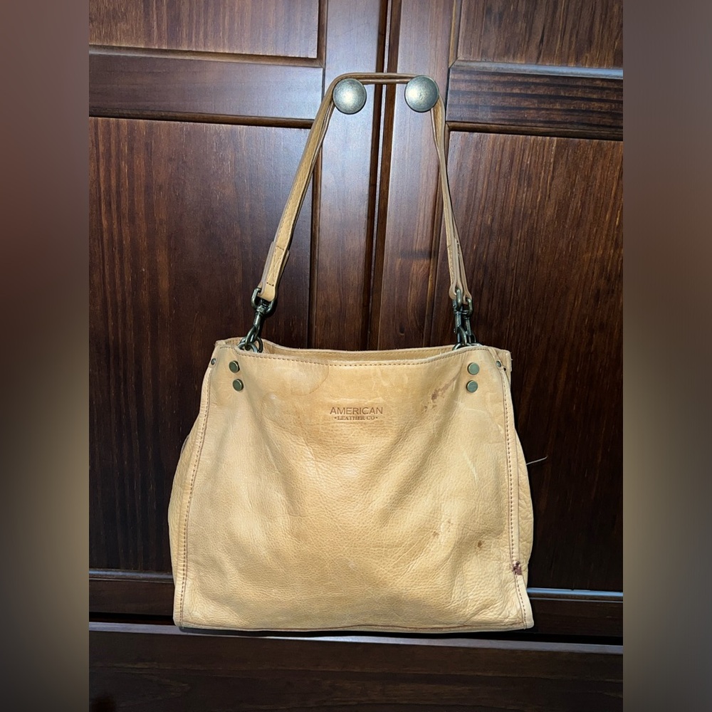 AMERICAN Leather Co Two Way Satchel in cafe latte Leather Long Beach Satchel